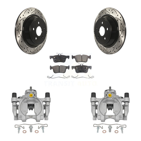 Rear Brake Coat Caliper Drill Slot Rotor Ceramic Pad Kit For Ford Fusion Lincoln MKZ SSV KCD-100526T