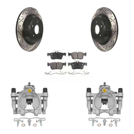 Rear Disc Brake Coated Caliper Drill Slot Rotors Ceramic Pad Kit For Lincoln Continental KCD-100527T