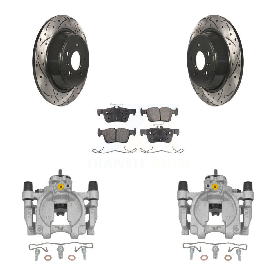 Rear Disc Brake Coated Caliper Drill Slot Rotors Ceramic Pad Kit For Lincoln Continental KCD-100527T