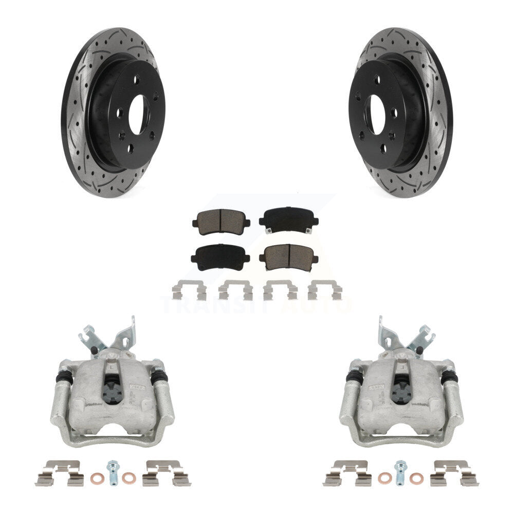 Rear Brake Caliper Drilled Slot Rotor Ceramic Pad Kit For Buick Regal LaCrosse Chevrolet KCD-100529C