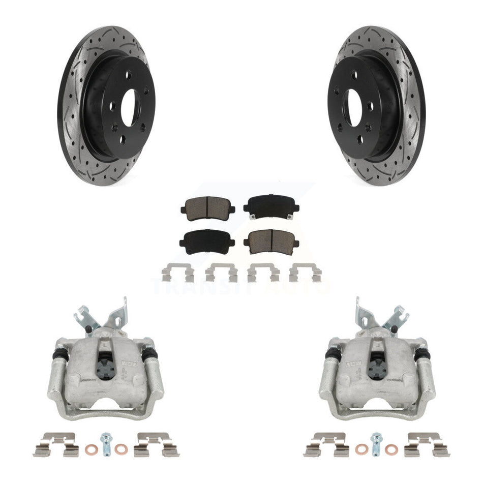 Rear Brake Caliper Drilled Slot Rotor Ceramic Pad Kit For Buick Regal LaCrosse Chevrolet KCD-100529C