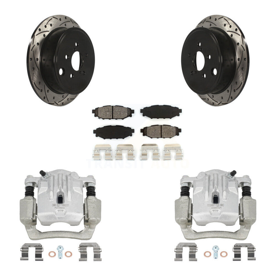 Rear Brake Coat Caliper Drill Slot Rotor Semi-Metallic Pad Kit For Subaru Outback Legacy KCD-100529S