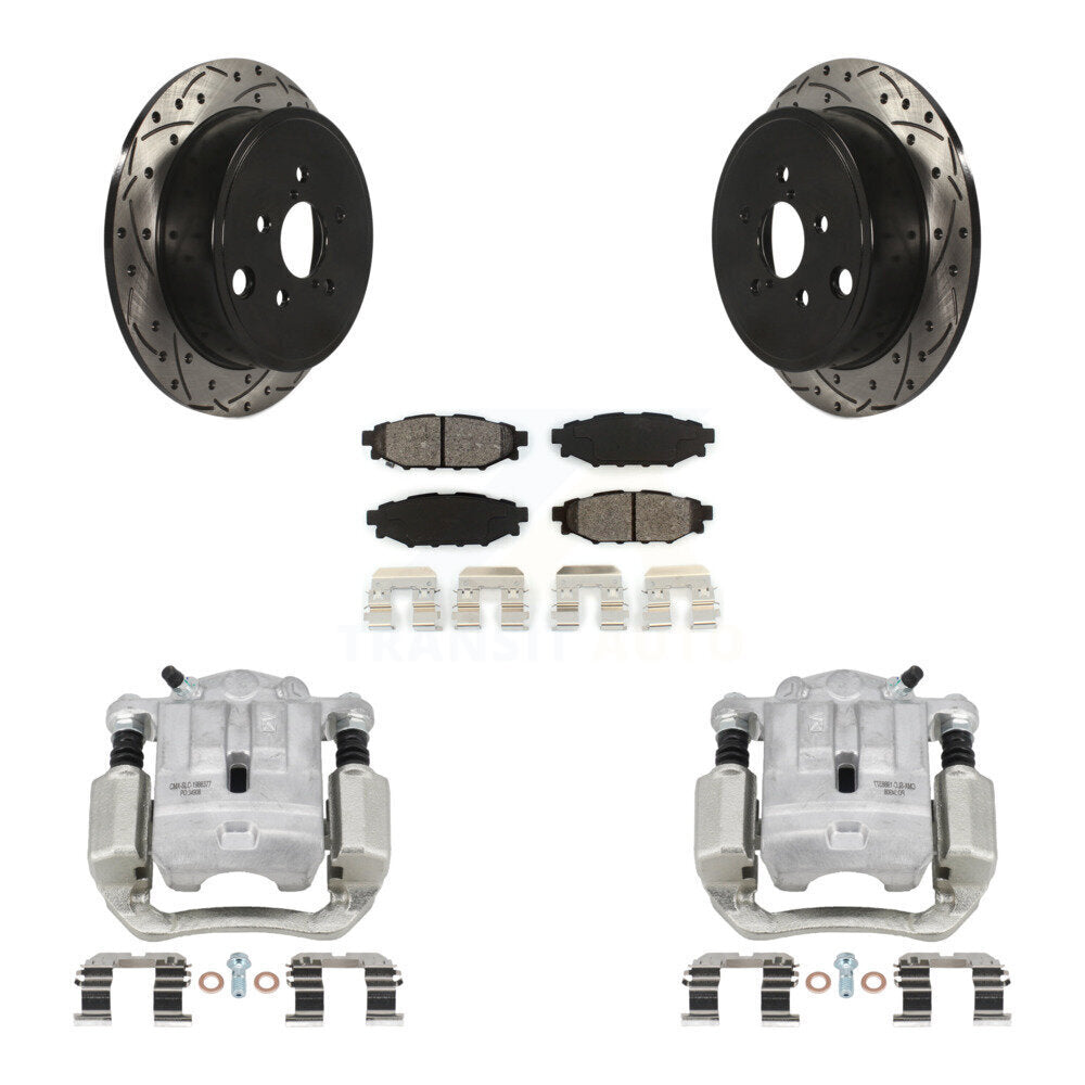 Rear Disc Brake Coated Caliper Drill Slot Rotors Semi-Metallic Pad Kit For Subaru Legacy KCD-100530S