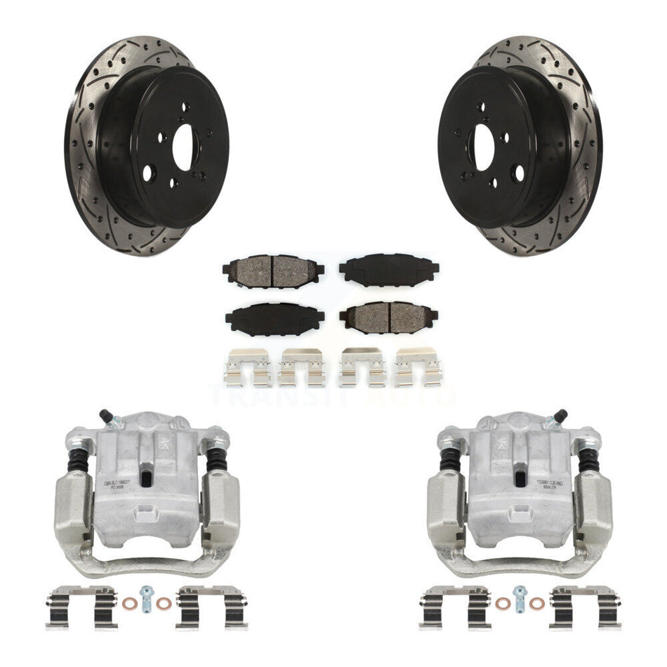 Rear Disc Brake Coated Caliper Drill Slot Rotors Semi-Metallic Pad Kit For Subaru Legacy KCD-100530S