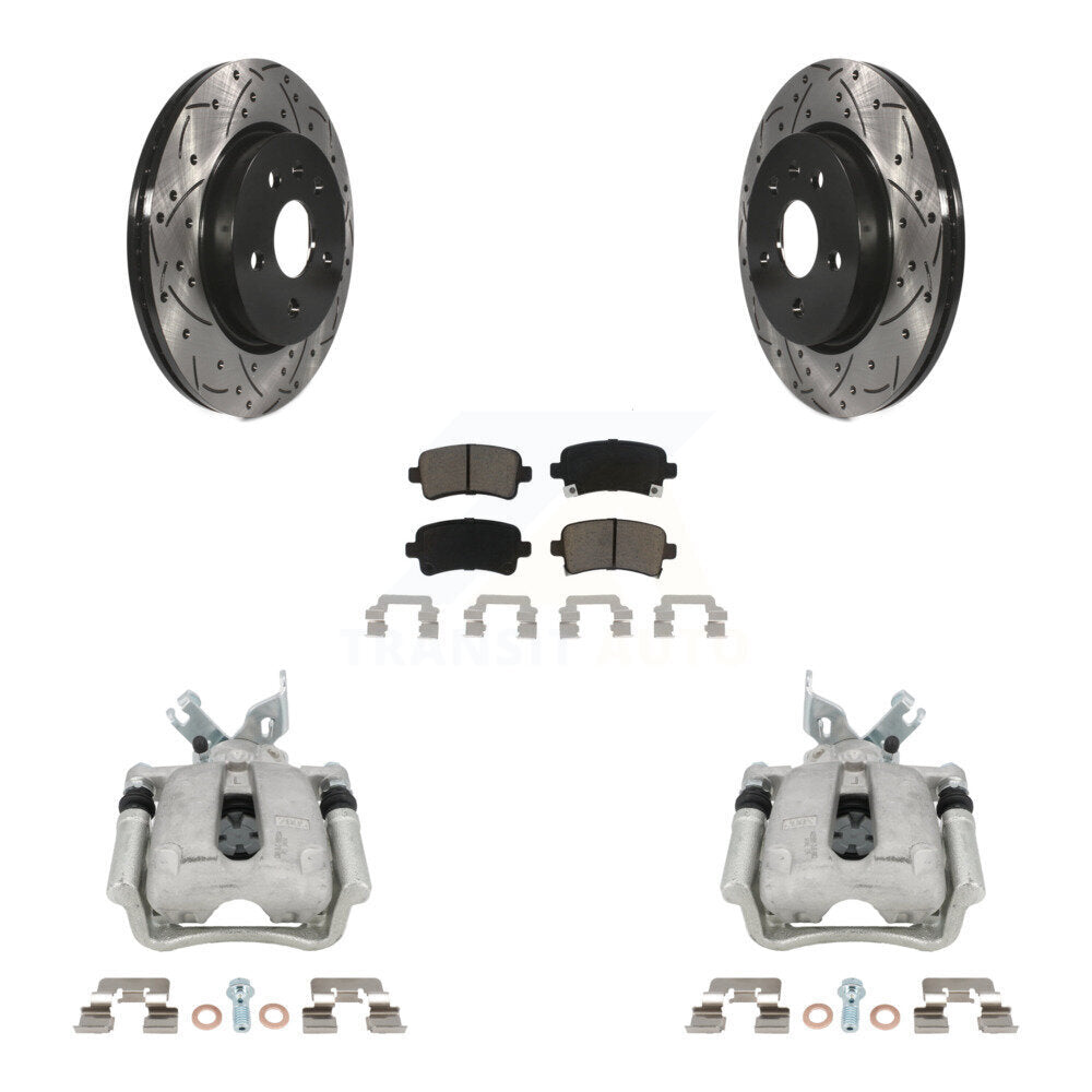 Rear Brake Coated Caliper Drill Slot Rotor Ceramic Pad Kit For Buick Regal LaCrosse 2.4L KCD-100531C