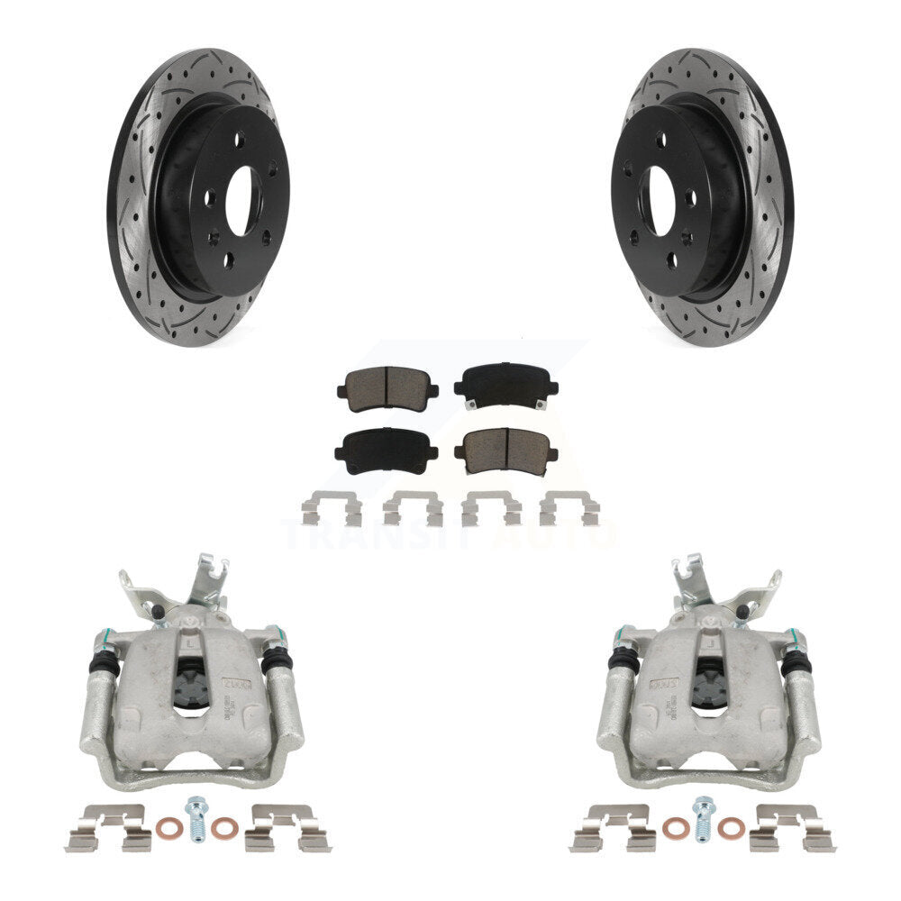 Rear Brake Coated Caliper Drill Slot Rotors Ceramic Pad Kit For Chevrolet Malibu Limited KCD-100532C