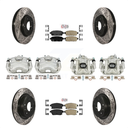 Front Rear Disc Brake Coated Caliper Drilled Slotted Rotors And Ceramic Pads Kit (10Pc) For Chevrolet Cruze Volt KCD-100532N by Transit Auto