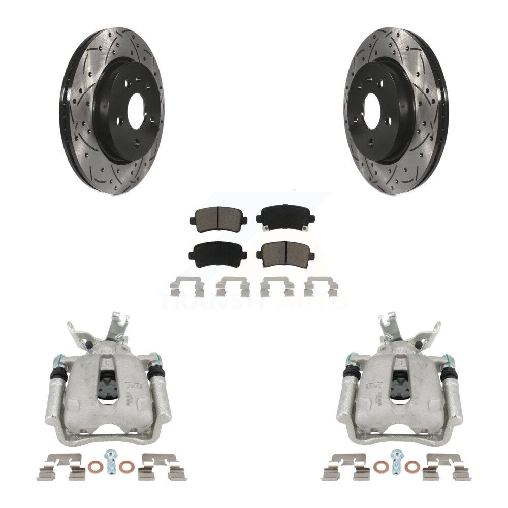 Rear Brake Coated Caliper Drill Slot Rotors Ceramic Pad Kit For Chevrolet Malibu Limited KCD-100534C