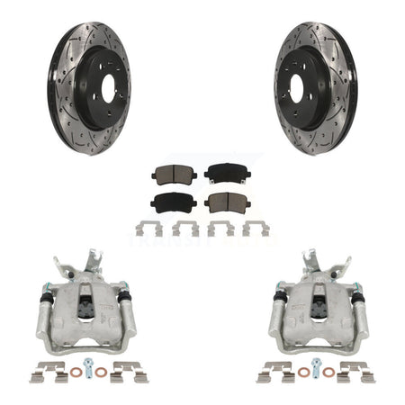 Rear Brake Coated Caliper Drill Slot Rotors Ceramic Pad Kit For Chevrolet Malibu Limited KCD-100534C