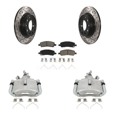 Rear Disc Brake Coated Caliper Drill Slot Rotor Ceramic Pad Kit For 2013-2016 Dodge Dart KCD-100535C