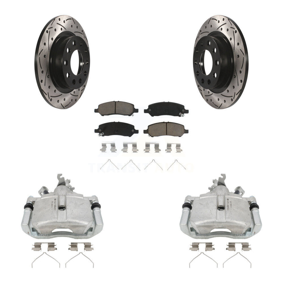 Rear Disc Brake Coated Caliper Drill Slot Rotor Ceramic Pad Kit For 2013-2016 Dodge Dart KCD-100535C