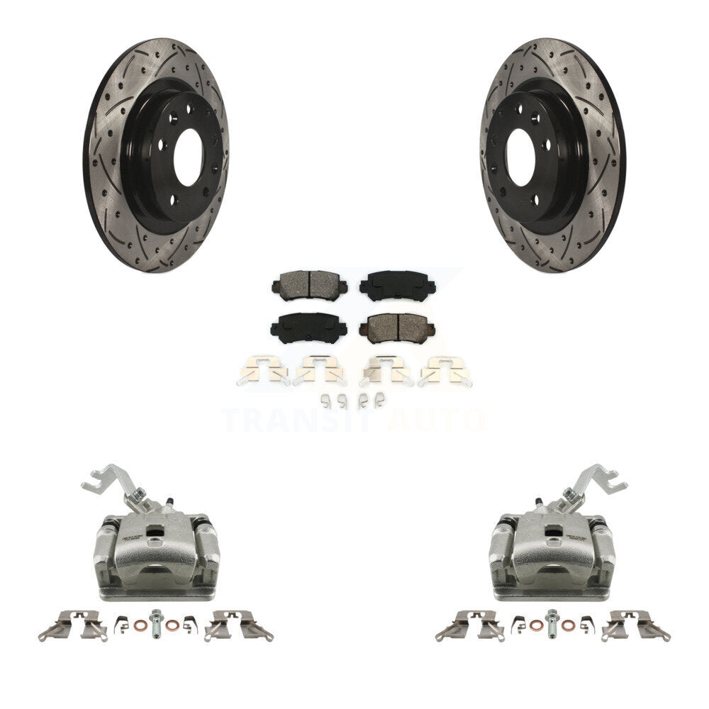 Rear Brake Coat Caliper Drill Slot Rotors Semi-Metallic Pad Kit For 2016-2018 Mazda CX-3 KCD-100535S