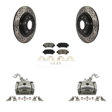 Rear Brake Coat Caliper Drill Slot Rotors Semi-Metallic Pad Kit For 2016-2018 Mazda CX-3 KCD-100535S