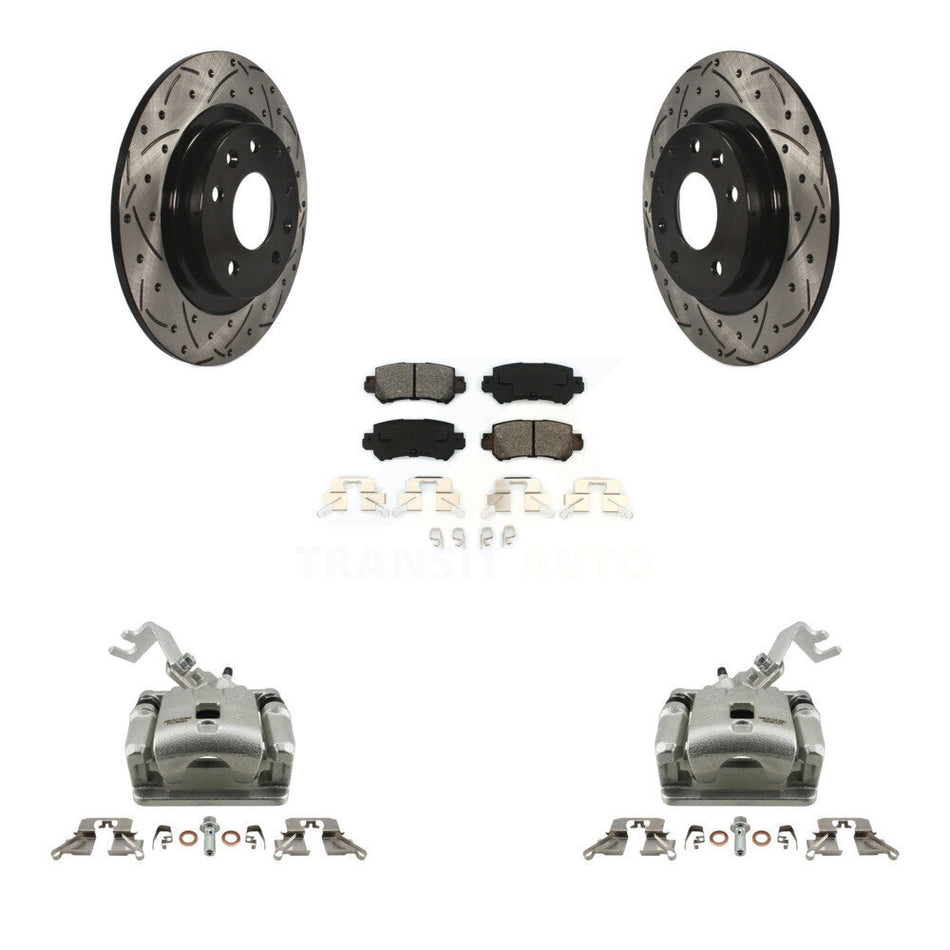 Rear Brake Coat Caliper Drill Slot Rotors Semi-Metallic Pad Kit For 2016-2018 Mazda CX-3 KCD-100535S