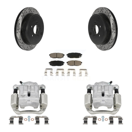 Rear Brake Coated Caliper Drill Slotted Rotors Ceramic Pad Kit For Subaru Outback Legacy KCD-100536C