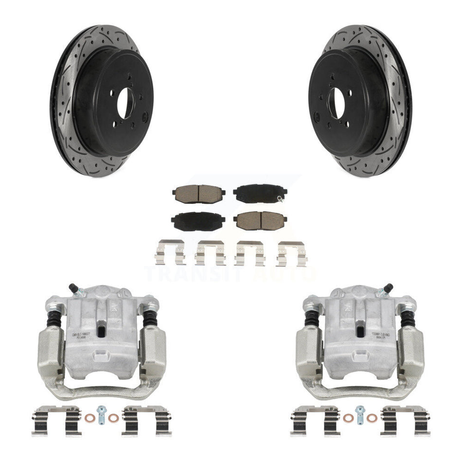 Rear Brake Coated Caliper Drill Slotted Rotors Ceramic Pad Kit For Subaru Outback Legacy KCD-100536C