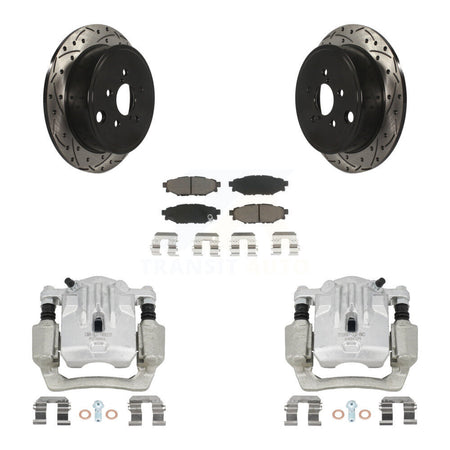 Rear Brake Coated Caliper Drill Slotted Rotors Ceramic Pad Kit For Subaru Outback Legacy KCD-100537C
