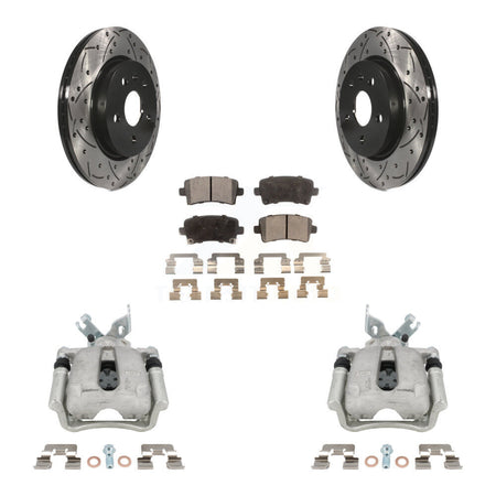 Rear Brake Caliper Drill Slot Rotors Semi-Metallic Pad Kit For Buick Regal LaCrosse 2.4L KCD-100538P