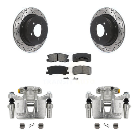 Rear Brake Coat Caliper Drill Slot Rotors Semi-Metallic Pad Kit For Mitsubishi Outlander KCD-100538S