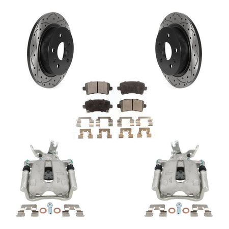 Rear Brake Caliper Drilled Slot Rotor Semi-Metallic Pad Kit For Chevrolet Malibu Limited KCD-100539P
