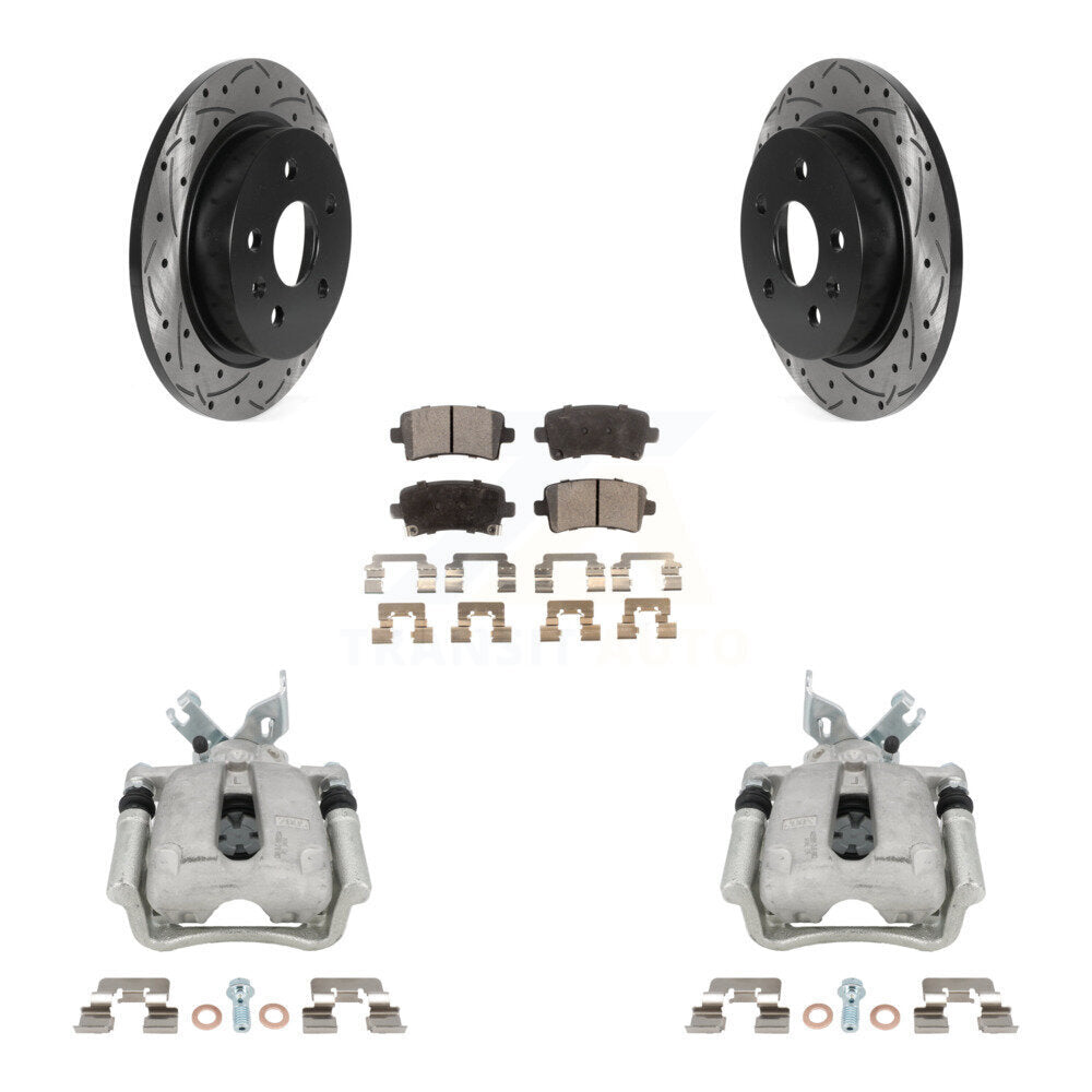 Rear Brake Caliper Drilled Slot Rotor Ceramic Pad Kit For Buick Regal LaCrosse Chevrolet KCD-100539T