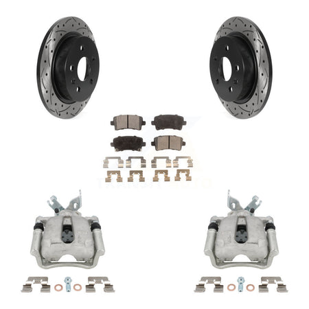 Rear Brake Caliper Drilled Slot Rotor Ceramic Pad Kit For Buick Regal LaCrosse Chevrolet KCD-100539T