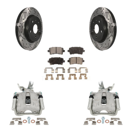 Rear Brake Caliper Drilled Slot Rotor Semi-Metallic Pad Kit For Chevrolet Malibu Limited KCD-100541P
