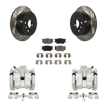 Rear Brake Caliper Drill Slot Rotors Ceramic Pad Kit For Toyota Camry Lexus ES350 Avalon KCD-100542C