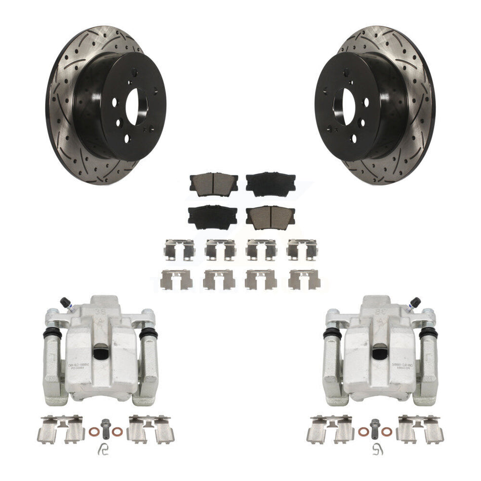 Rear Brake Caliper Drill Slot Rotors Ceramic Pad Kit For Toyota Camry Lexus ES350 Avalon KCD-100542C