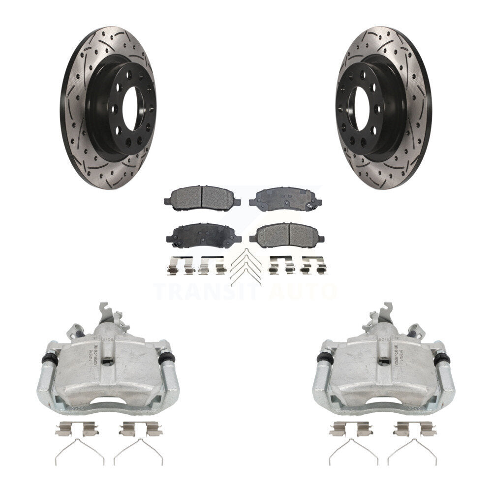 Rear Brake Coat Caliper Drill Slot Rotors Semi-Metallic Pad Kit For 2013-2016 Dodge Dart KCD-100542P
