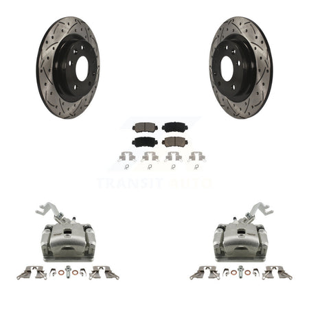 Rear Disc Brake Coated Caliper Drill Slot Rotor Ceramic Pad Kit For 2016-2018 Mazda CX-3 KCD-100543C