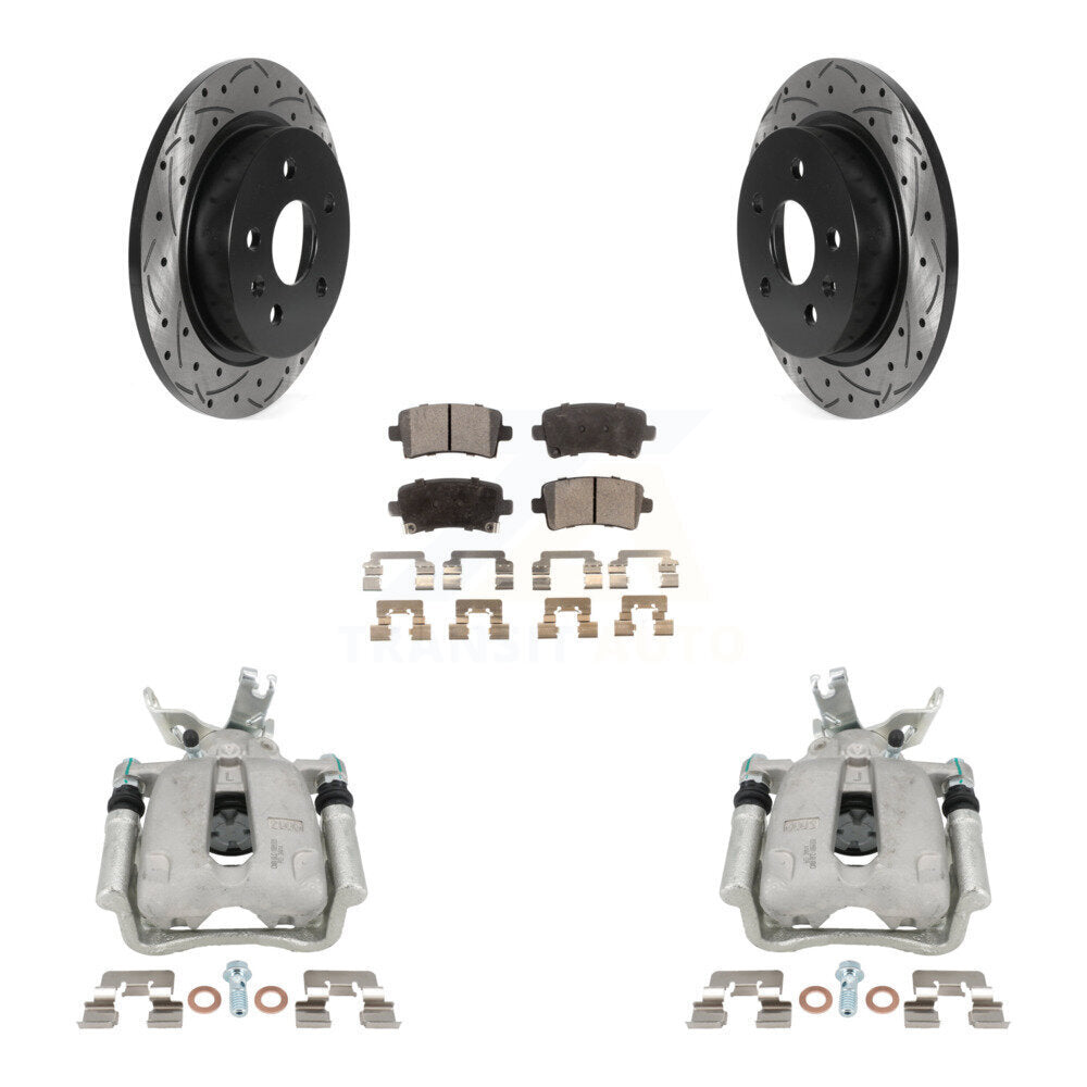 Rear Brake Coated Caliper Drill Slot Rotors Ceramic Pad Kit For Chevrolet Malibu Limited KCD-100543T