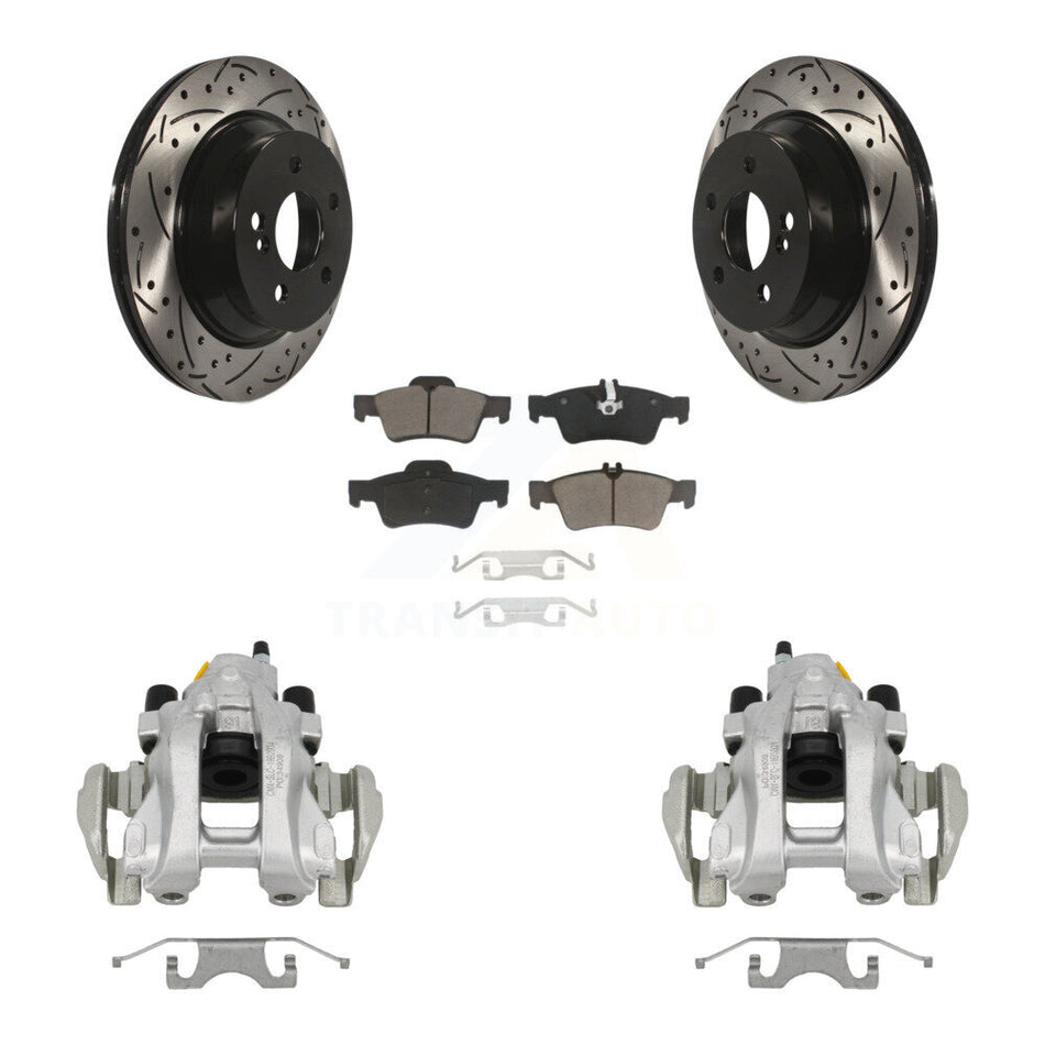 Rear Brake Caliper Drill Slotted Rotors Ceramic Pad Kit For Mercedes-Benz E350 E500 E320 KCD-100544C