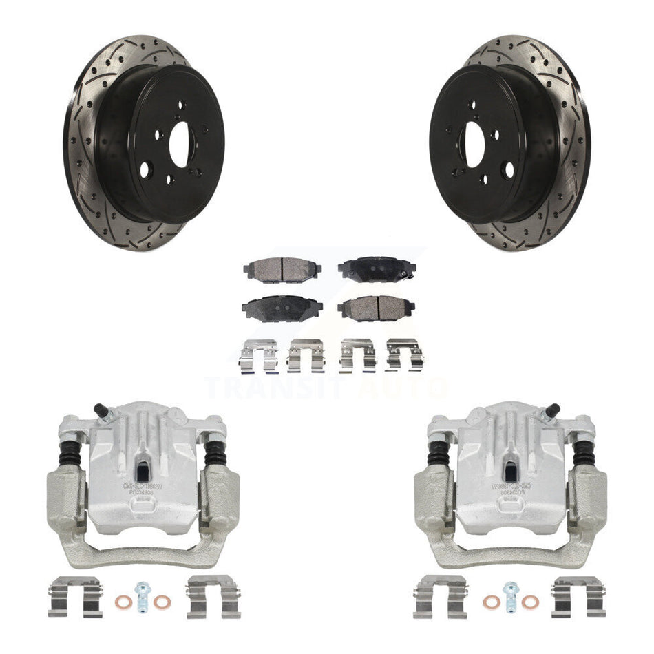 Rear Brake Coat Caliper Drill Slot Rotor Semi-Metallic Pad Kit For Subaru Outback Legacy KCD-100544P