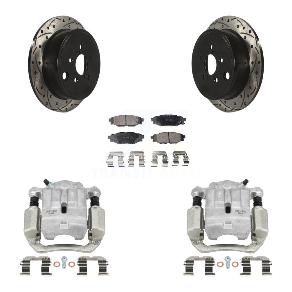 Rear Disc Brake Coated Caliper Drill Slot Rotors Semi-Metallic Pad Kit For Subaru Legacy KCD-100545P