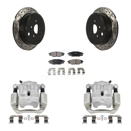 Rear Disc Brake Coated Caliper Drill Slot Rotors Semi-Metallic Pad Kit For Subaru Legacy KCD-100545P