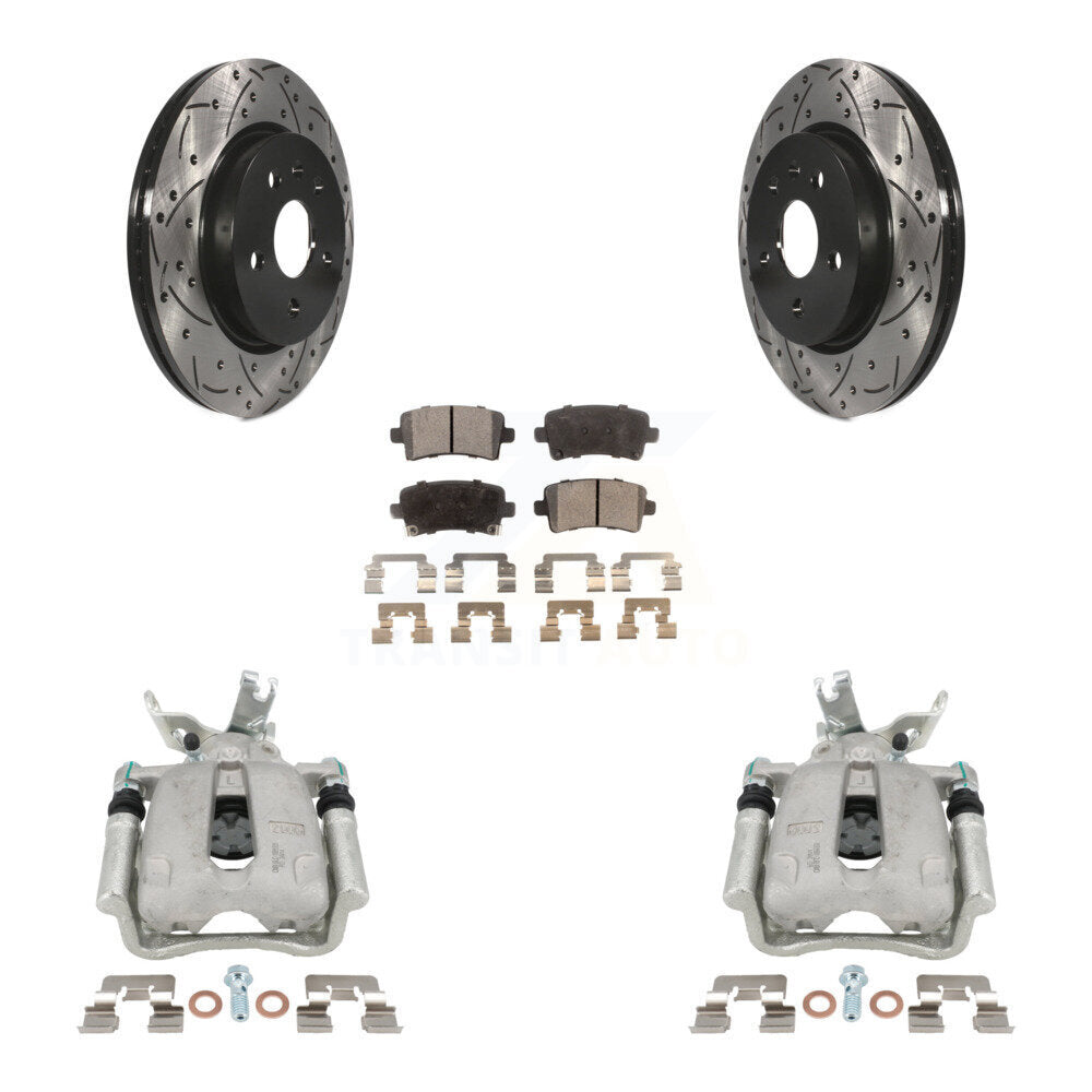Rear Brake Coated Caliper Drill Slot Rotors Ceramic Pad Kit For Chevrolet Malibu Limited KCD-100545T