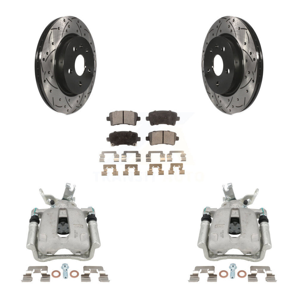 Rear Brake Coated Caliper Drill Slot Rotors Ceramic Pad Kit For Chevrolet Malibu Limited KCD-100545T