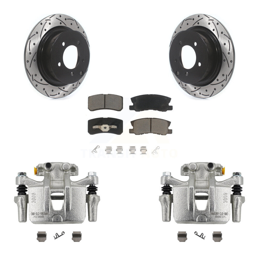 Rear Disc Brake Coated Caliper Drill Slot Rotor Ceramic Pad Kit For Mitsubishi Outlander KCD-100546C