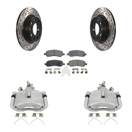 Rear Disc Brake Coated Caliper Drill Slot Rotor Ceramic Pad Kit For 2013-2016 Dodge Dart KCD-100546T