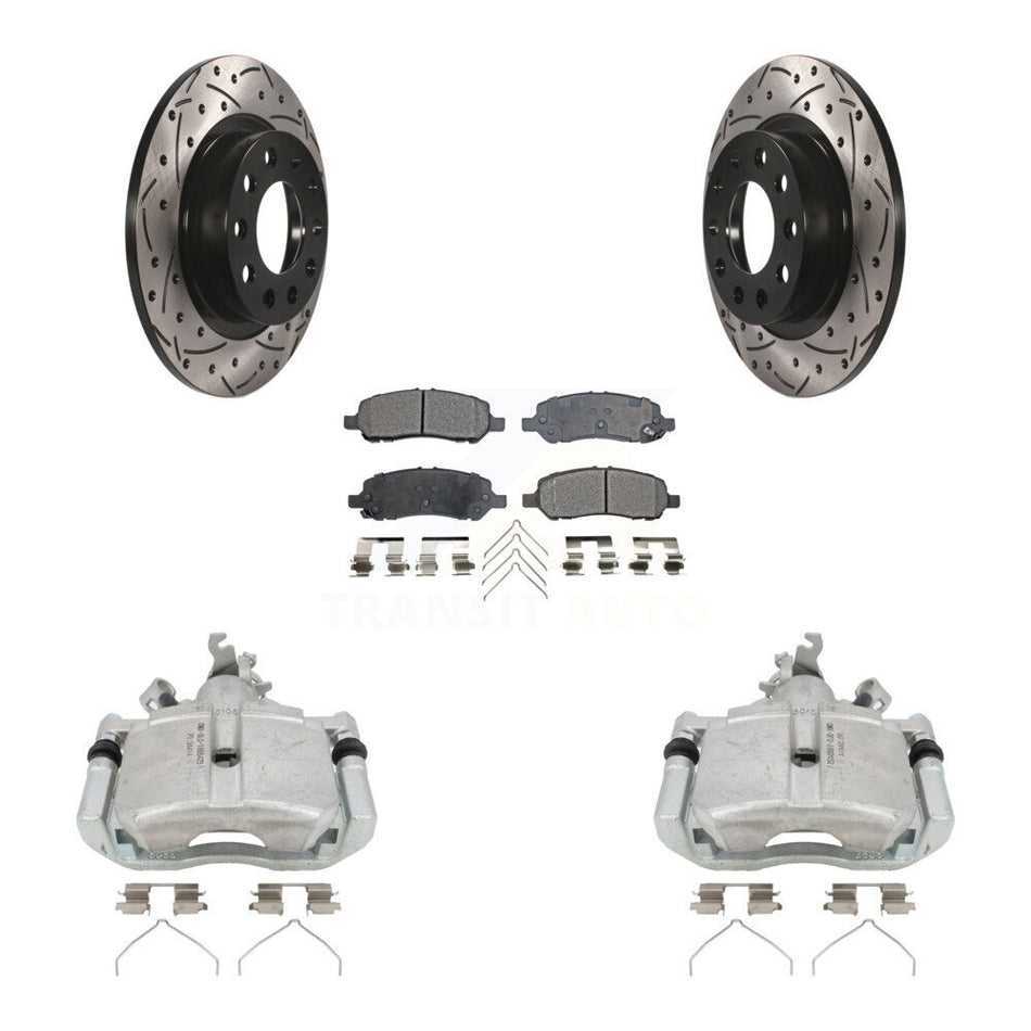 Rear Disc Brake Coated Caliper Drill Slot Rotor Ceramic Pad Kit For 2013-2016 Dodge Dart KCD-100546T