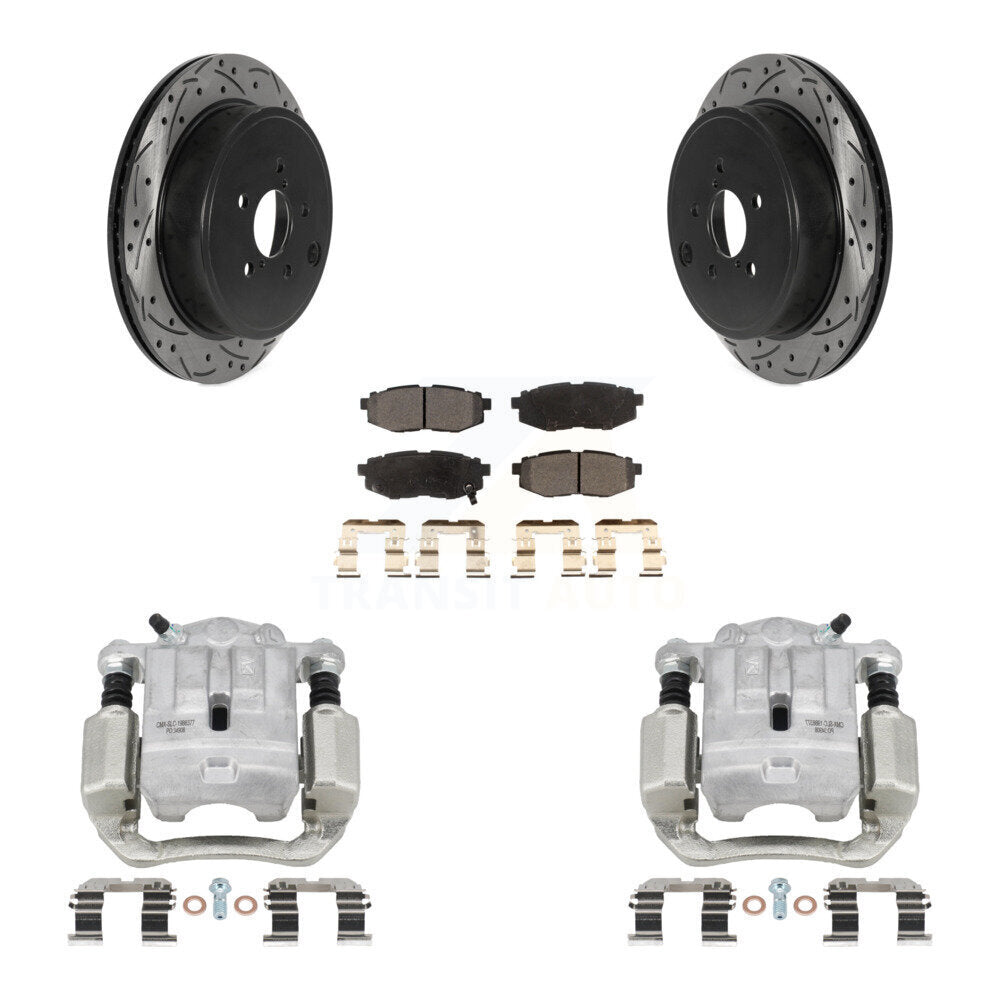 Rear Brake Coated Caliper Drill Slotted Rotors Ceramic Pad Kit For Subaru Outback Legacy KCD-100547T