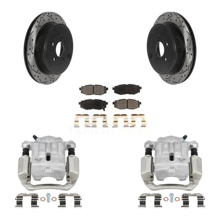 Rear Brake Coated Caliper Drill Slotted Rotors Ceramic Pad Kit For Subaru Outback Legacy KCD-100547T