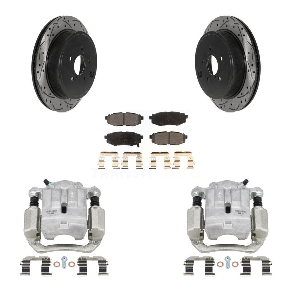 Rear Brake Coated Caliper Drill Slotted Rotors Ceramic Pad Kit For Subaru Outback Legacy KCD-100547T