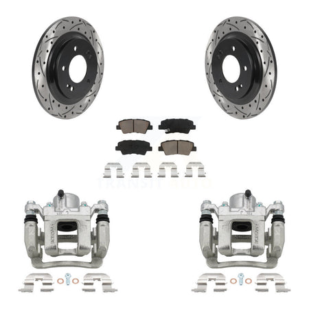 Rear Disc Brake Coated Caliper Drill Slot Rotor Ceramic Pad Kit For 2013 Kia Optima 2.4L KCD-100550C