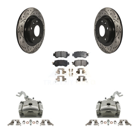 Rear Brake Coat Caliper Drill Slot Rotors Semi-Metallic Pad Kit For 2016-2018 Mazda CX-3 KCD-100550P