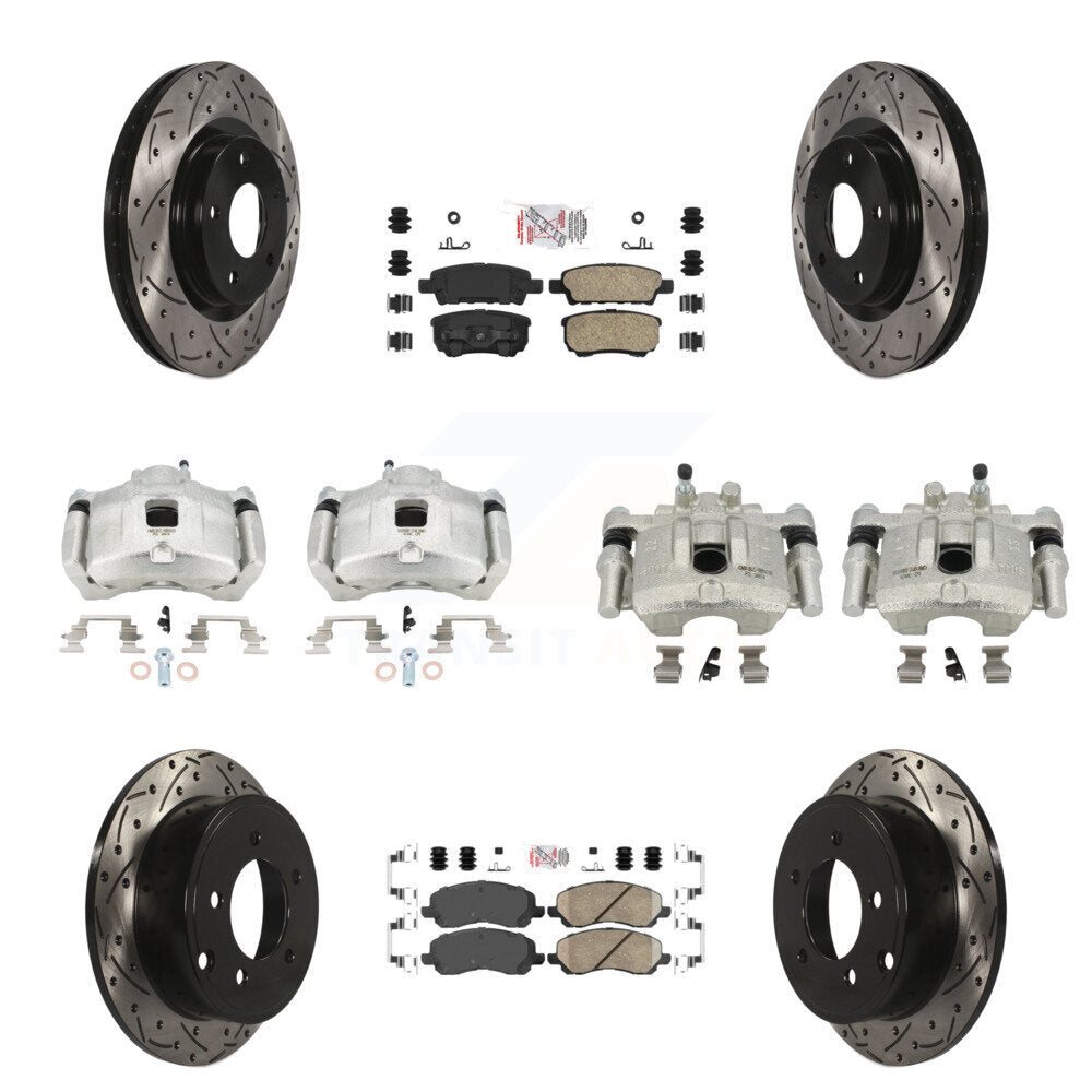 Front Rear Brake Caliper Drill Slot Rotors Ceramic Pad Kit (10Pc) For Jeep Patriot Dodge KCD-100553N