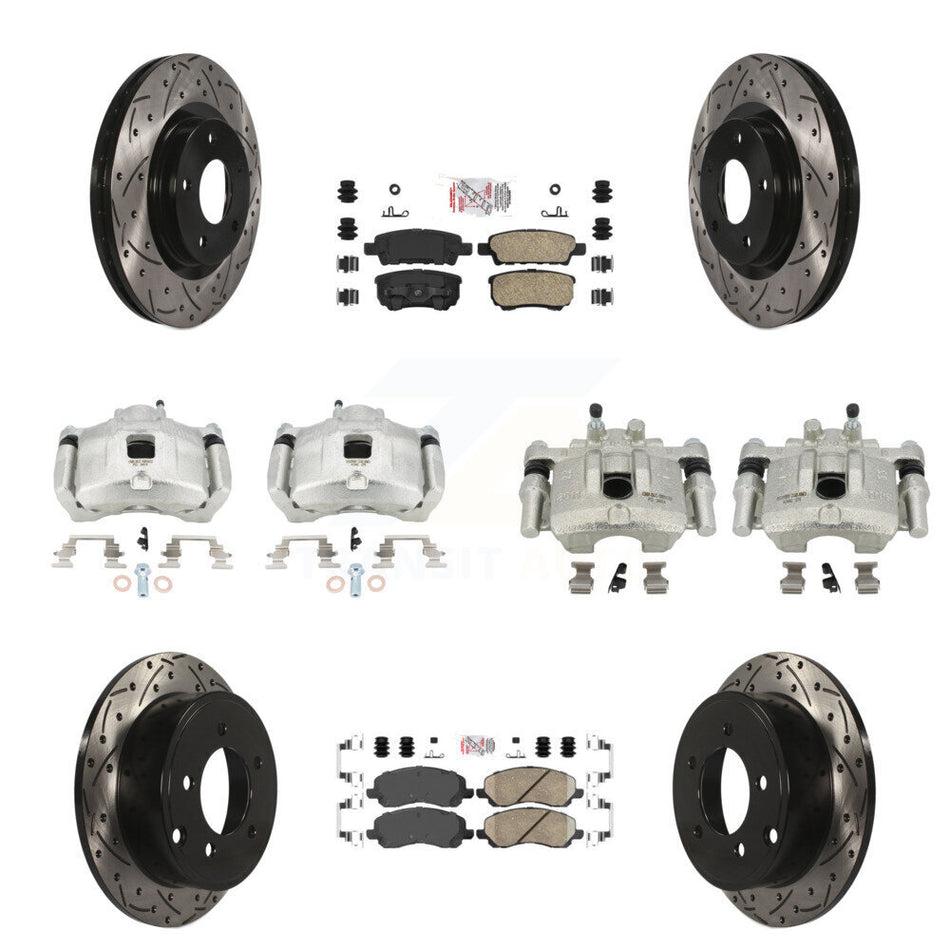 Front Rear Brake Caliper Drill Slot Rotors Ceramic Pad Kit (10Pc) For Jeep Patriot Dodge KCD-100553N