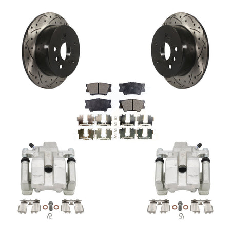 Rear Brake Caliper Drill Slot Rotors Ceramic Pad Kit For Toyota Camry Lexus ES350 Avalon KCD-100553T