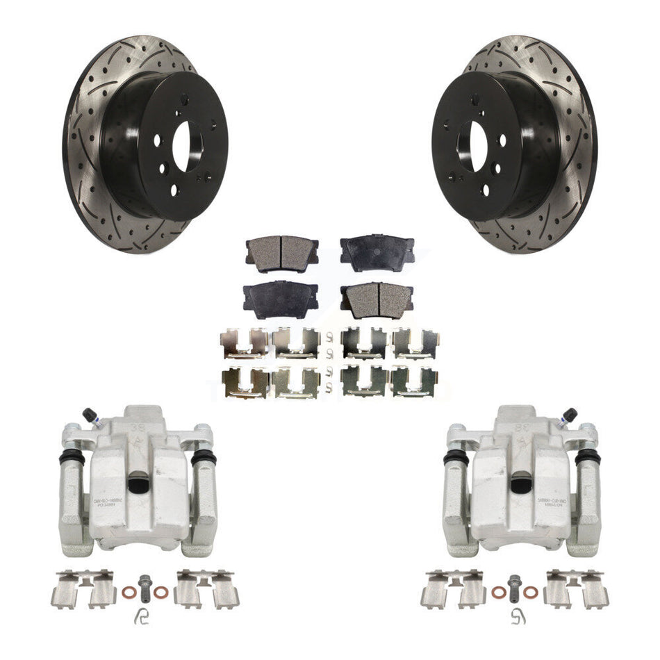 Rear Brake Caliper Drill Slot Rotors Ceramic Pad Kit For Toyota Camry Lexus ES350 Avalon KCD-100553T